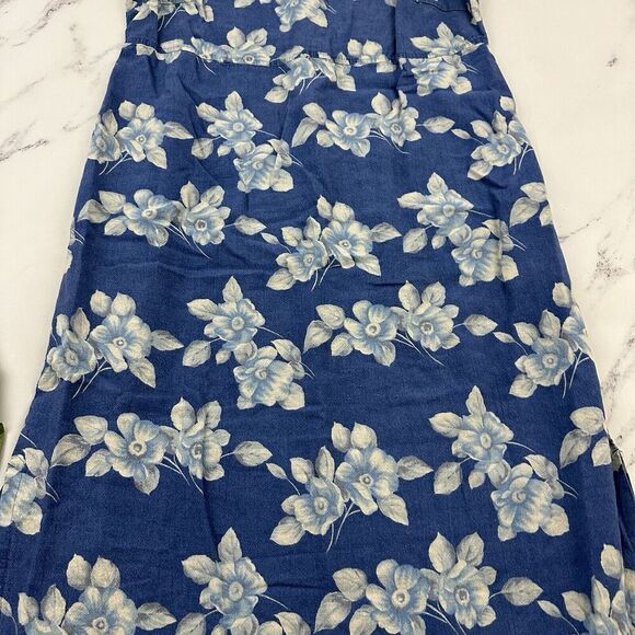 Vintage Studio Womens 90s Maxi Dress Size 16 Blue White Floral Linen Blend - Picture 3 of 10